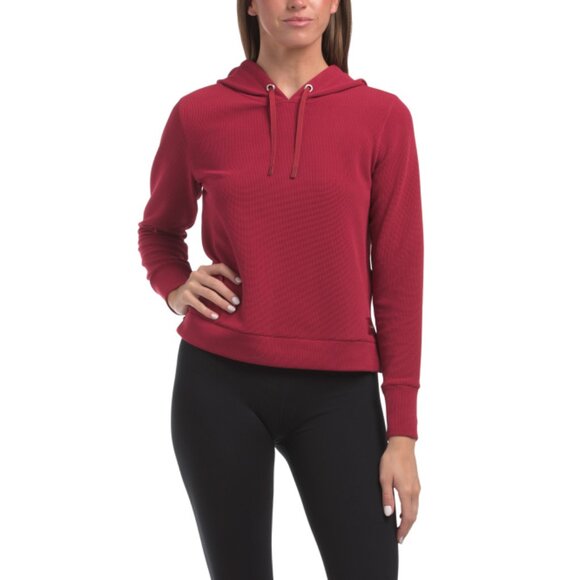 CALVIN KLEIN Red Tech Waffle Pull Over Hoodie - Picture 1 of 2